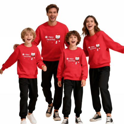 Family Matching Christmas Sweatshirts – Mickey & Minnie Cotton Holiday Apparel for Parents and Children, Comfortable Festive Winter Wear