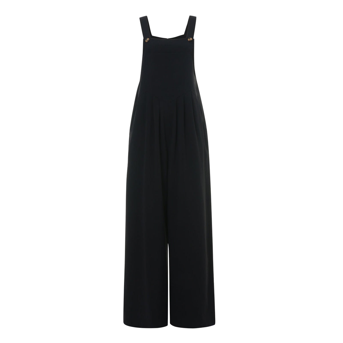 Women’s Loose Fit Jumpsuit – Trendy Solid Color Wide-Leg Suspender Overalls with Buttons & Pockets for Casual Streetwear Fashion