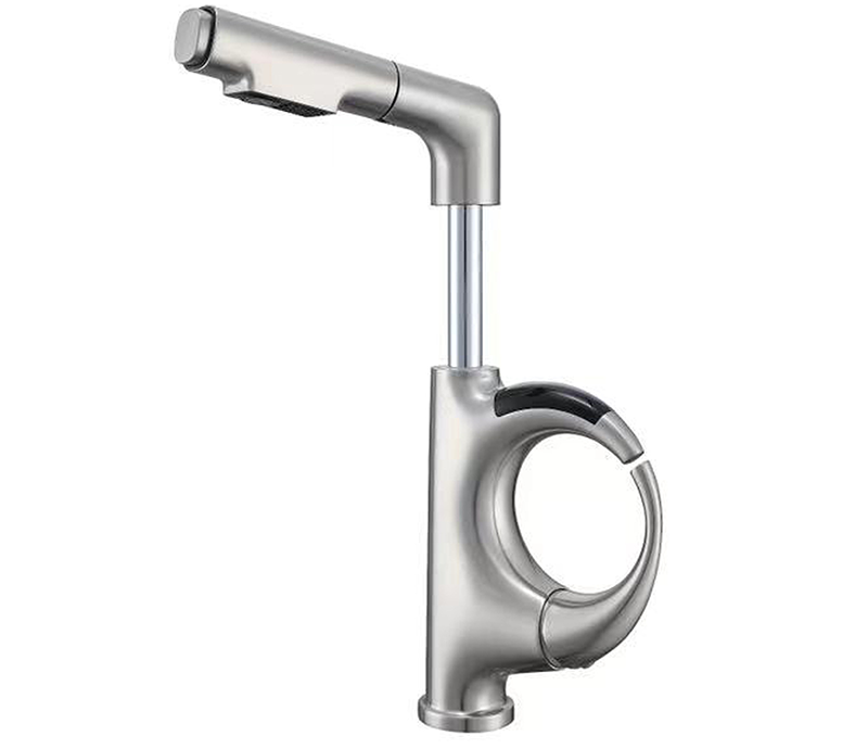 LED Temperature Display Kitchen Faucet – Mechanical Arm Mixer with Pull-Out Sprayer, Adjustable Height and Dual Water Modes for Modern Sinks
