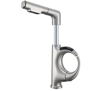 LED Temperature Display Kitchen Faucet – Mechanical Arm Mixer with Pull-Out Sprayer, Adjustable Height and Dual Water Modes for Modern Sinks