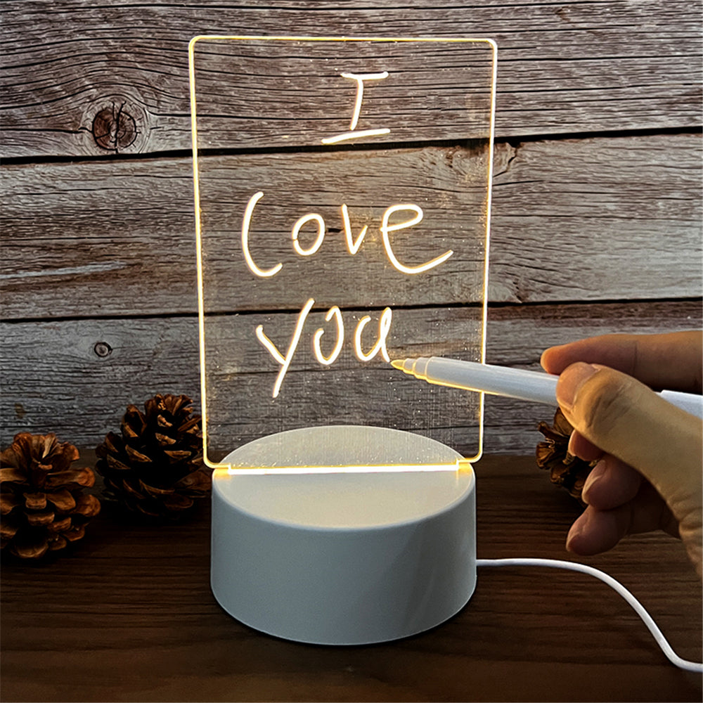 DIY Acrylic LED Message Note Board – Rewritable Creative Night Light with Pen for Personalized Messages, Desk Decor & Gift Displays