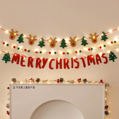 LED Christmas DIY Hanging Banner Lights – Handmade String Flag with Holiday Pendants for Home Backgrounds, Parties & Merry Xmas Décor