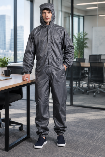 Unisex Hooded Cleanroom Coveralls – Dust-Proof Anti-Static One-Piece Work Uniform for Clean Environments, Protective Tasks and Professional Workplace Wear
