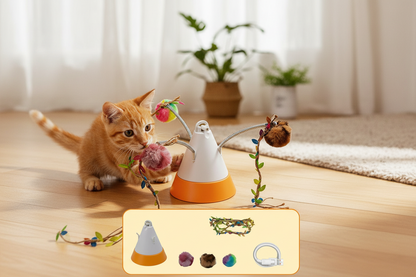 Interactive Cat Toy – 360° Rotating Laser and Simulated Meow Sound with Multiple Play Modes for Exercise, Stimulation and Indoor Entertainment