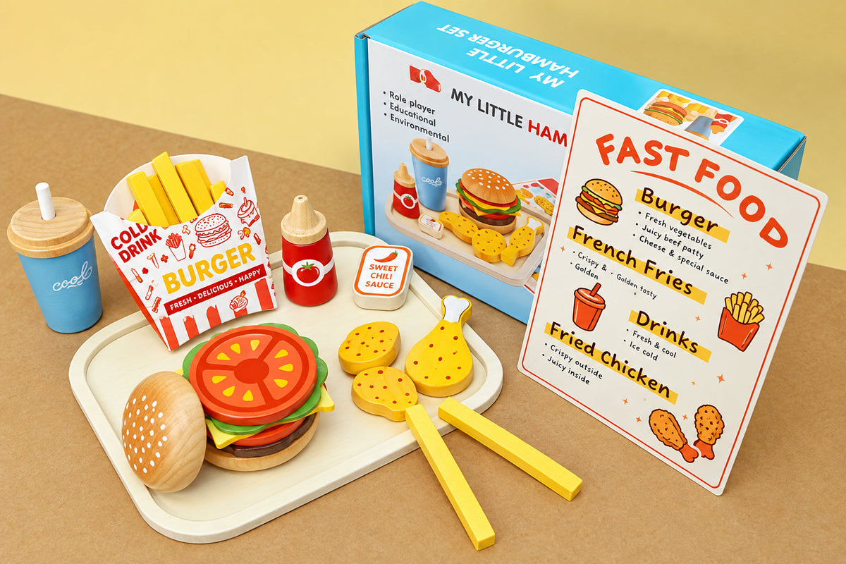 Wooden Pizza Fruit and Vegetable Play Set – Pretend Kitchen Food Toys for Kids, Roleplay Learning and Imaginative Cooking Adventures