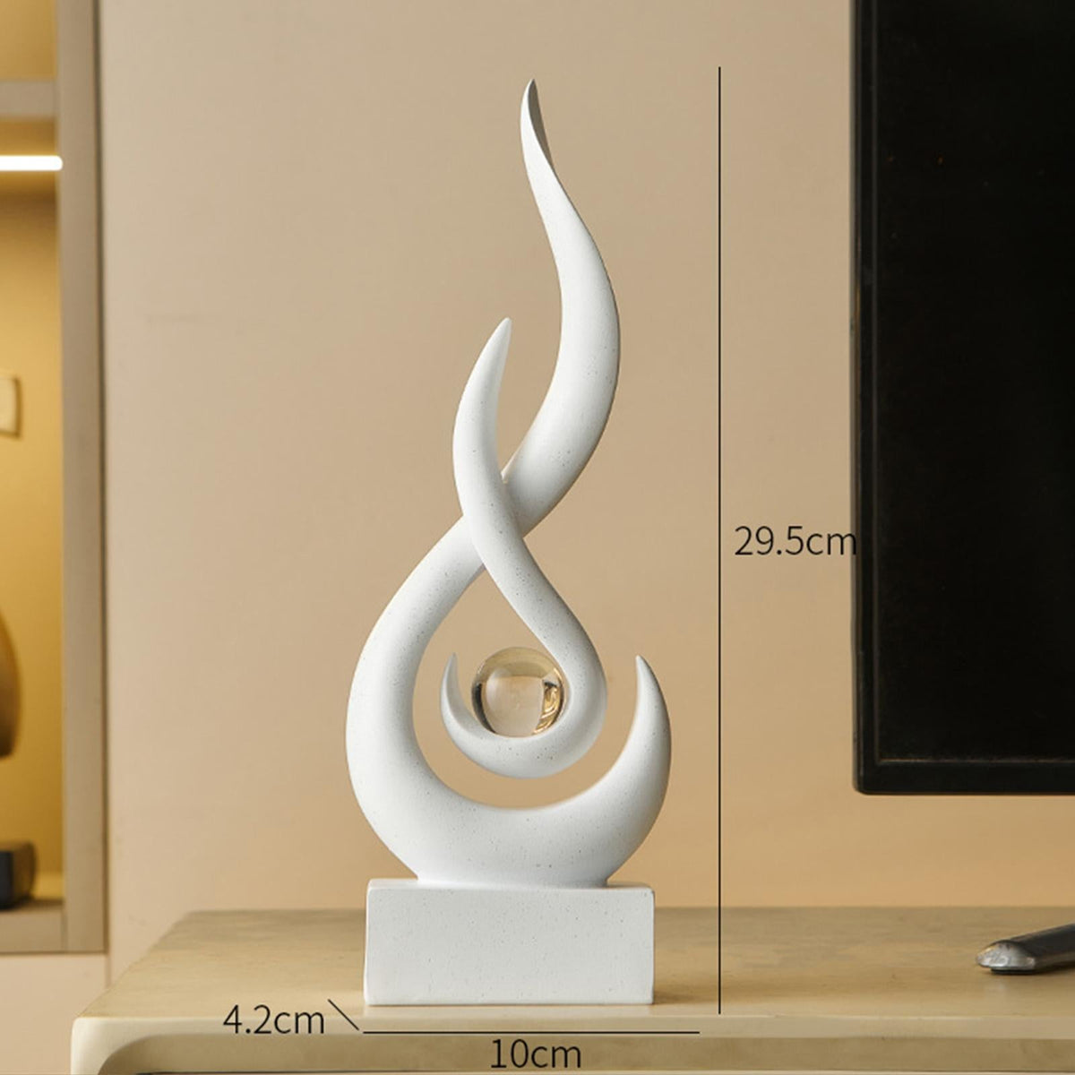 Modern Abstract Fire Resin Statue - Artistic Desk Ornament for Stylish Home Interiors, Study, or Office Decorative Placement