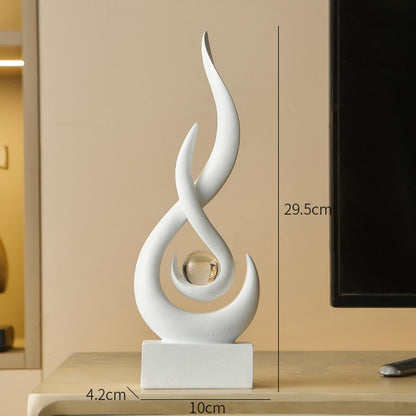 Modern Abstract Fire Resin Statue - Artistic Desk Ornament for Stylish Home Interiors, Study, or Office Decorative Placement
