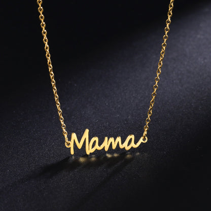 Stainless Steel Mama Choker Necklace - Letter Pendant Necklace for Women, Trendy Mother's Day Jewelry Gift for Mom Fashion Accessory