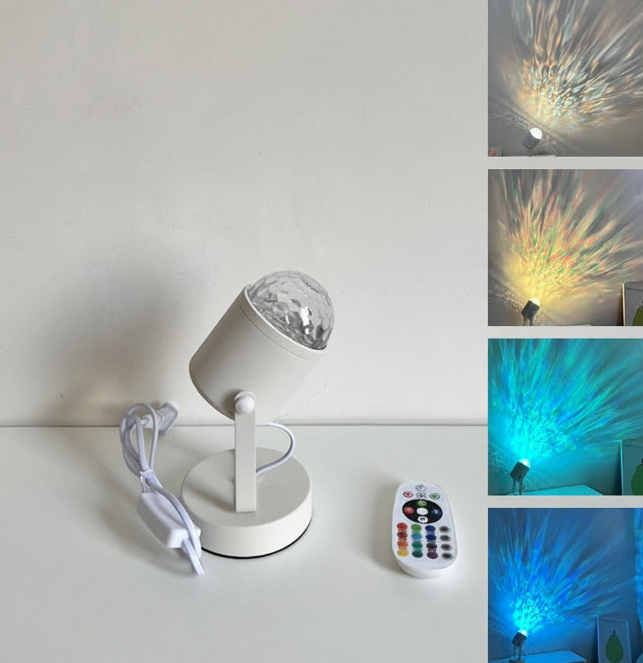 Water Ripple Wall Lamp – Rotating Sunset Ambient Night Light with Moving Shadow Effect for Bedrooms, Streaming Backgrounds and Mood Decor
