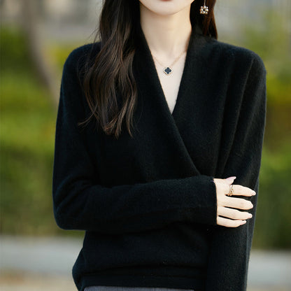 Women's  Merino Wool Cashmere Sweater – Thick Loose Fit Long Sleeve Pullover for Warm Autumn Winter Luxury and Everyday Comfort