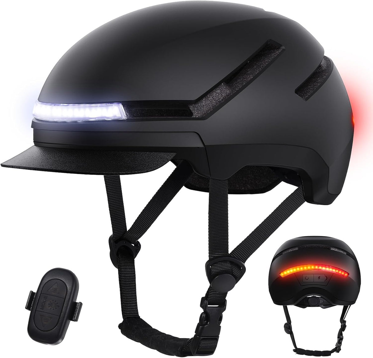 Shinmax Bicycle Helmet – Adult Mountain and Road Cycling Helmet with Front and Rear Lights for Commuting, Outdoor Riding and Safety