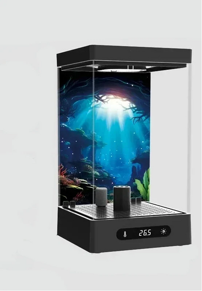Desktop Betta Fish Tank - Self Circulating Ecological Aquarium for Small Fish, Stylish Home Office Decoration and Easy Maintenance