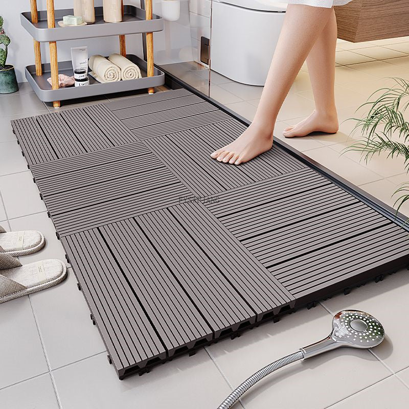 Raised Wood-Look Floor Mat – Moisture-Proof Anti-Fall Splicing Pad for Elderly and Pregnant Users with Safer Bathroom or Home Footing
