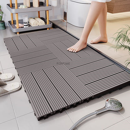 Raised Wood-Look Floor Mat – Moisture-Proof Anti-Fall Splicing Pad for Elderly and Pregnant Users with Safer Bathroom or Home Footing