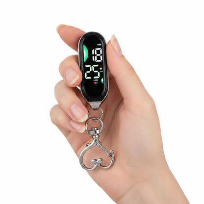 LED Digital Pocket Watch – Waterproof Electronic Hanging Watch with Luminous Display and Carabiner Clip for Kids, Adults and Outdoor Activities