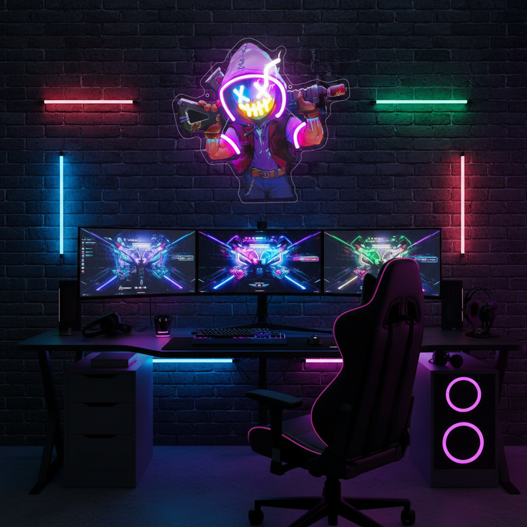 Joker Gamer Neon Sign – USB Anime LED Wall Light for Gaming Rooms, Bars, Garages and Bedrooms with Bold Character-Inspired Decor