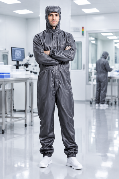 Unisex Hooded Cleanroom Coveralls – Dust-Proof Anti-Static One-Piece Work Uniform for Clean Environments, Protective Tasks and Professional Workplace Wear
