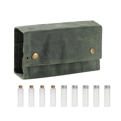 Foldable Waterproof Canvas Bag for Spice Bottle Set –  Outdoor Spice Bottle Holder with Large Capacity for Camping, BBQ & Hiking Adventures