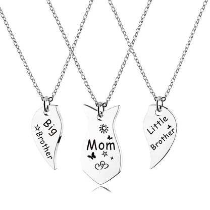 Mother Daughter Necklace Set - 3PCS Heart Matching Stainless Steel Pendant Jewelry for Mom Big Sister Little Sister Family Gift