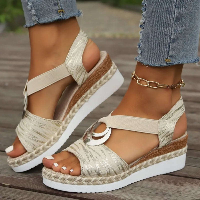 Women’s Snake Print Wedge Sandals – Summer Platform Gladiator Shoes, Comfortable Medium High Heels for Casual Outings & Fashion Wear