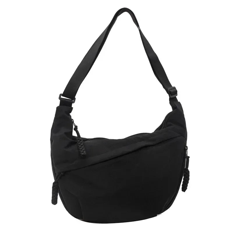 Trendy Soft Cloth Women’s Shoulder Bag – Solid Color Casual Hobo Handbag with Large Capacity, Lightweight Crossbody Style for Students, Daily Use & Travel