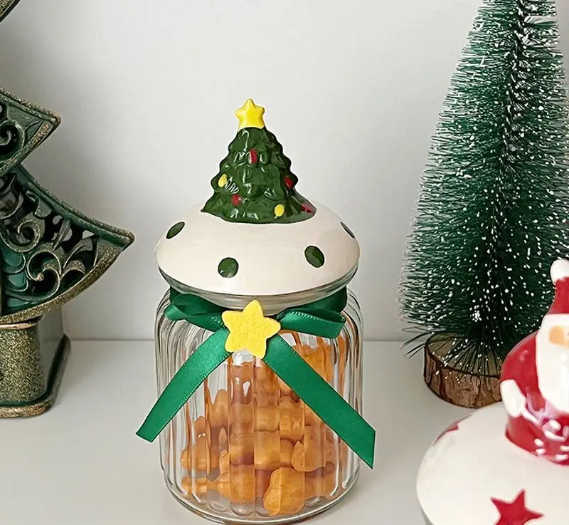 Christmas Glass Sealing Jar – Cute Santa Candy Storage Bottle for Snacks, Cookies & Holiday Treats, Decorative Kitchen Container for Xmas & New Year