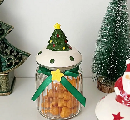 Christmas Glass Sealing Jar – Cute Santa Candy Storage Bottle for Snacks, Cookies & Holiday Treats, Decorative Kitchen Container for Xmas & New Year