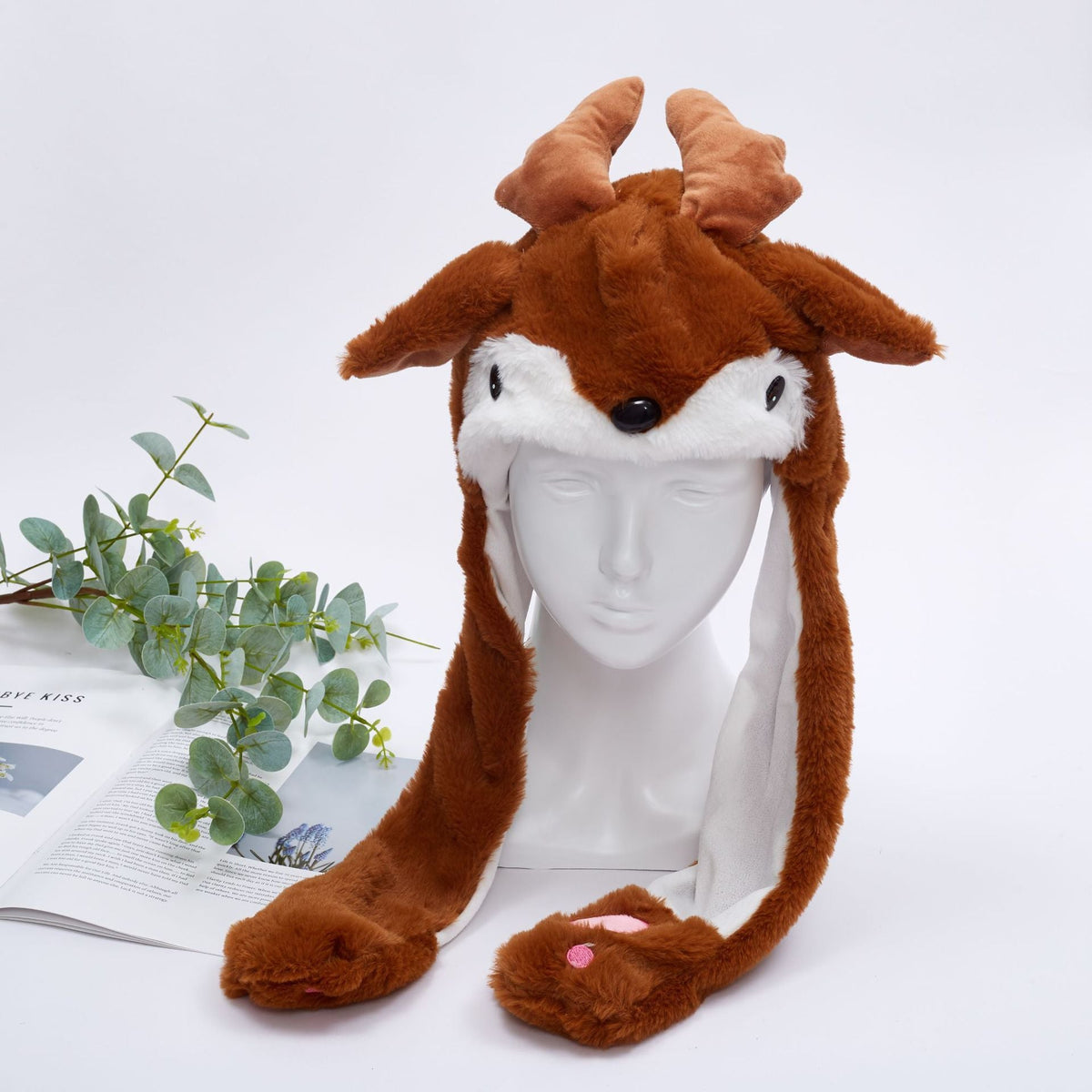 Plush Reindeer Christmas Hat – Cute Santa Antler Cap for Kids’ Holiday Parties, Cosplay Events & Festive Photo Shoot Accessories