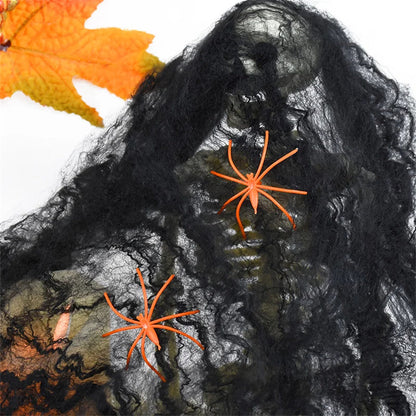 Stretchy Halloween Spider Web – Artificial White Cobweb Decoration for Haunted Houses, Scary Party Scenes, Indoor Displays and Outdoor Spooky Decor
