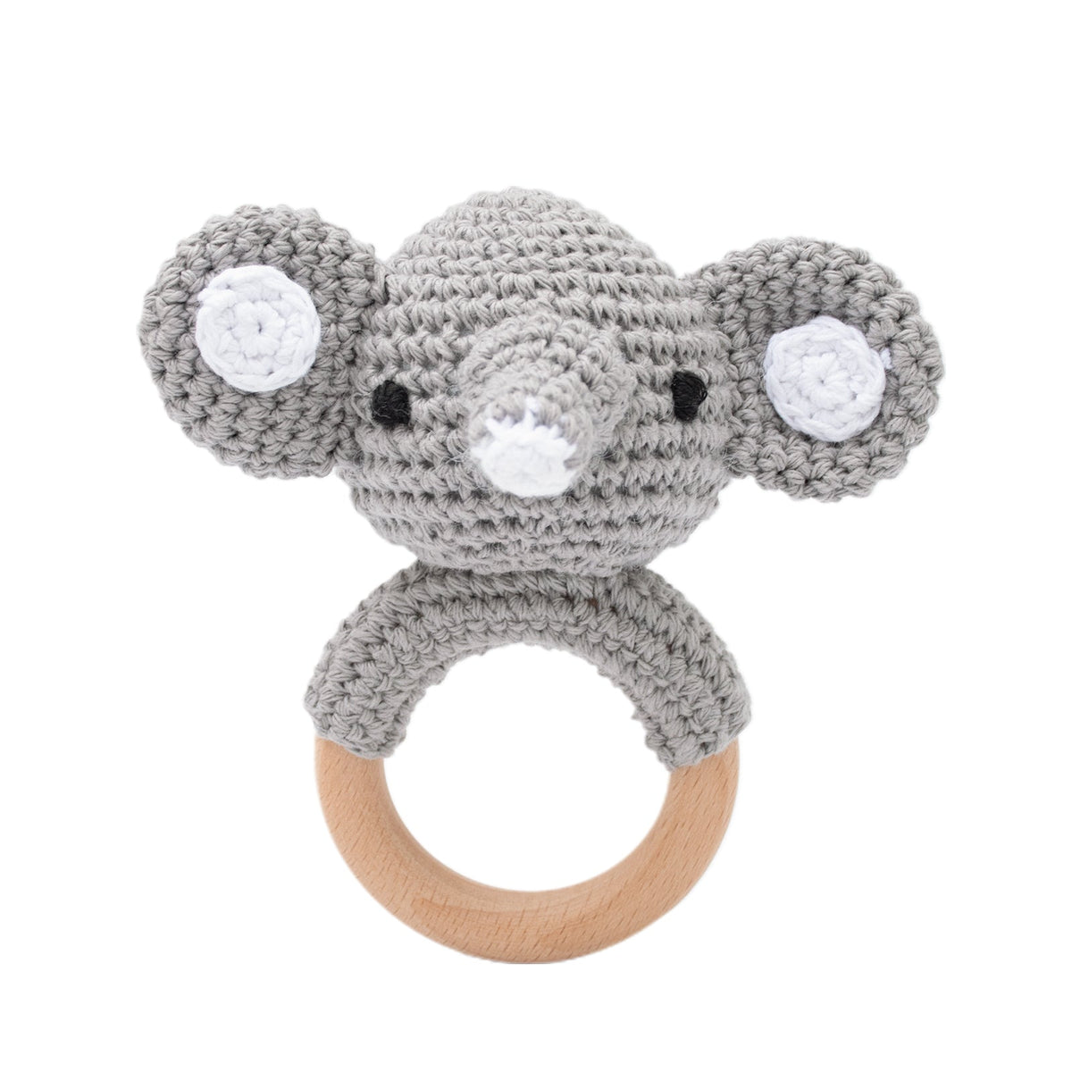 Crochet Bear Baby Rattle - Handmade Animal Teether Toy for Newborn Sensory Learning and Motor Skill Growth