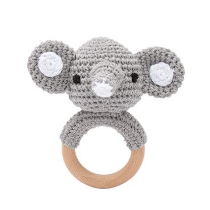 Crochet Bear Baby Rattle - Handmade Animal Teether Toy for Newborn Sensory Learning and Motor Skill Growth