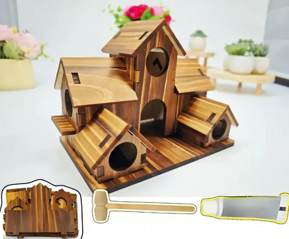 Outdoor Natural Hanging Wooden Bird House – Birdhouse for Hummingbirds and Cardinals, Decorative Garden and Yard Shelter