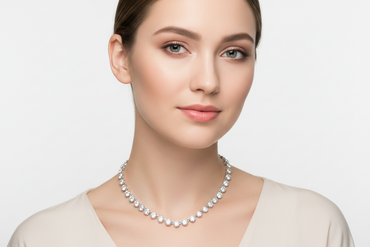 Moissanite Bubble Choker Necklace – Sparkling 3MM Stones with 14K Gold-Filled Finish for Women, Weddings, Parties and Elegant Layered Jewelry Looks