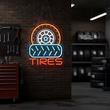 Brake Pads Neon Sign – USB LED Garage Wall Decor for Car Lovers, Racing Fans, Workshops, Bars and Man Cave Lighting