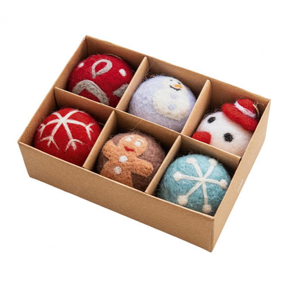 Felt Christmas Ball Ornament Set – 6-Piece Hanging Tree Pendants for Festive Home Décor, Holiday Parties, Xmas Decorations & Seasonal Celebration Displays