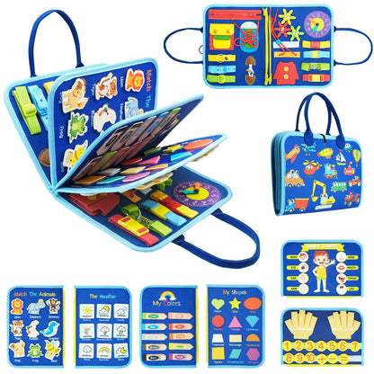 Montessori Felt Busy Book - Educational Sensory Activity Board for Kids Travel Learning and Quiet Play Entertainment