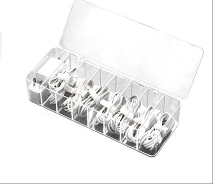 Transparent Cable Storage Box – Divided Grid Organizer for Phone Chargers, USB Data Cables and Household Electronic Accessories