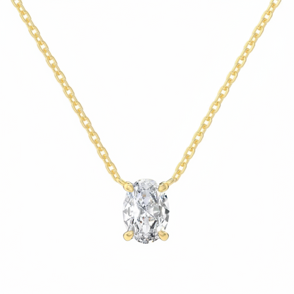 Oval Cut Solitaire Moissanite Pendant Necklace – Certified Diamond-Look S925 Silver Fine Jewelry with Elegant Neck Chain for Women, Weddings and Special Gifts