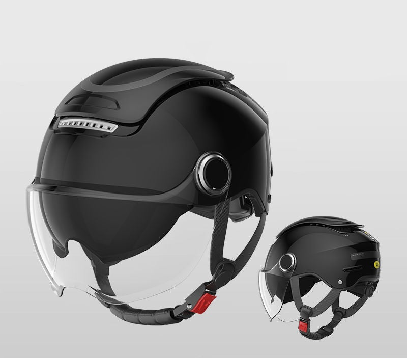 Electric Motorcycle Helmet – Dual-Lens Open Face Summer Scooter Helmet for Men & Women, Breathable Jet Style with Wind Protection