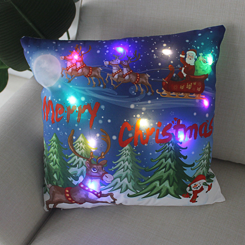 LED Christmas Pillowcase Cover – 45cm Luminous Cushion Cover with Holiday Patterns, Perfect New Year Home Decorations for Festive Ambiance