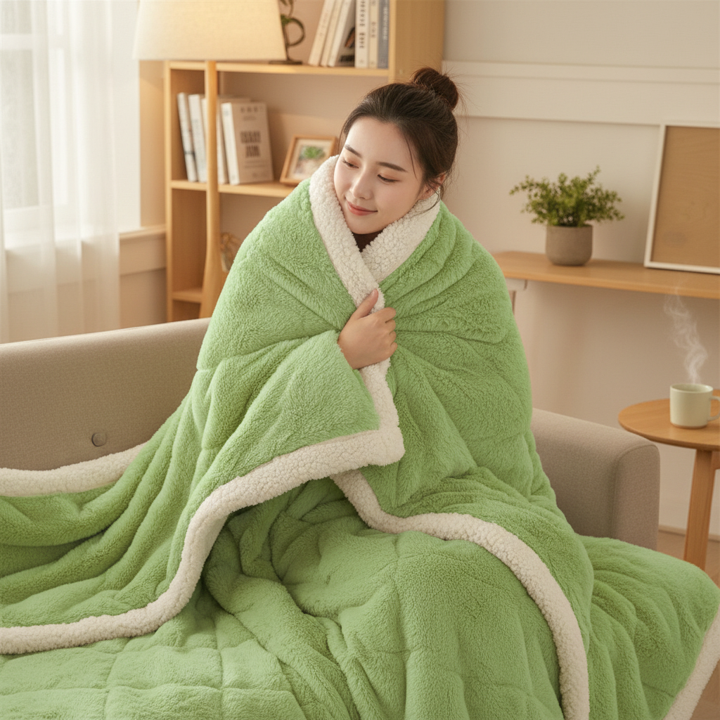 Luxury Faux Rabbit Fur Blanket – Thick Double Layer Plush Winter Bed and Sofa Throw for Cozy Warmth, Soft Comfort and Elegance