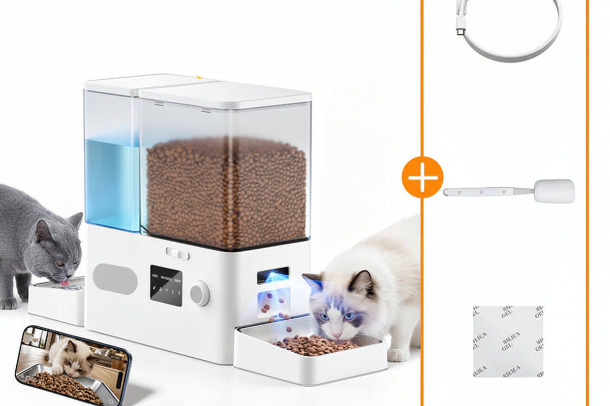 Smart Automatic Pet Feeder Set – 8.5L WiFi APP Food Dispenser with 5L Feeding Storage and 3.5L Gravity Water Drinker