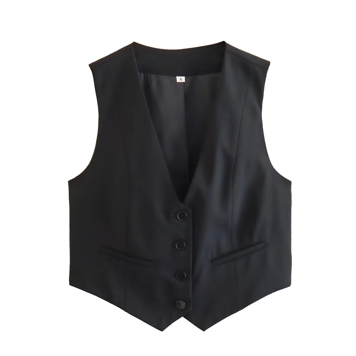 Chic V-Neck Sleeveless Vest – Elegant Women’s Single-Breasted White Waistcoat Top for Stylish Office or Casual Spring Outfits