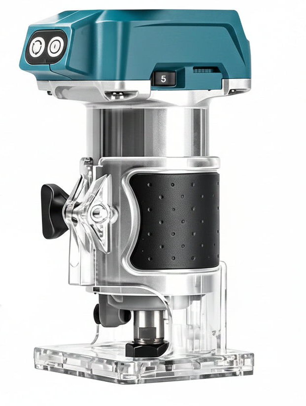 Brushless Cordless Wood Router – 5-Speed Electric Hand Trimmer for Woodworking, Engraving and Slotting Compatible with Makita 18V Batteries