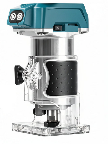 Brushless Cordless Wood Router – 5-Speed Electric Hand Trimmer for Woodworking, Engraving and Slotting Compatible with Makita 18V Batteries