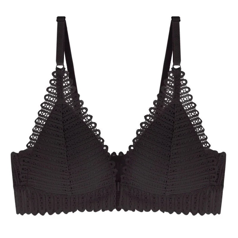 Lace Front-Closure Push-Up Bra – Wireless Backless Plus-Size Lingerie with Adjustable Lift and Flattering Support for Dresses, Parties and Everyday Confidence