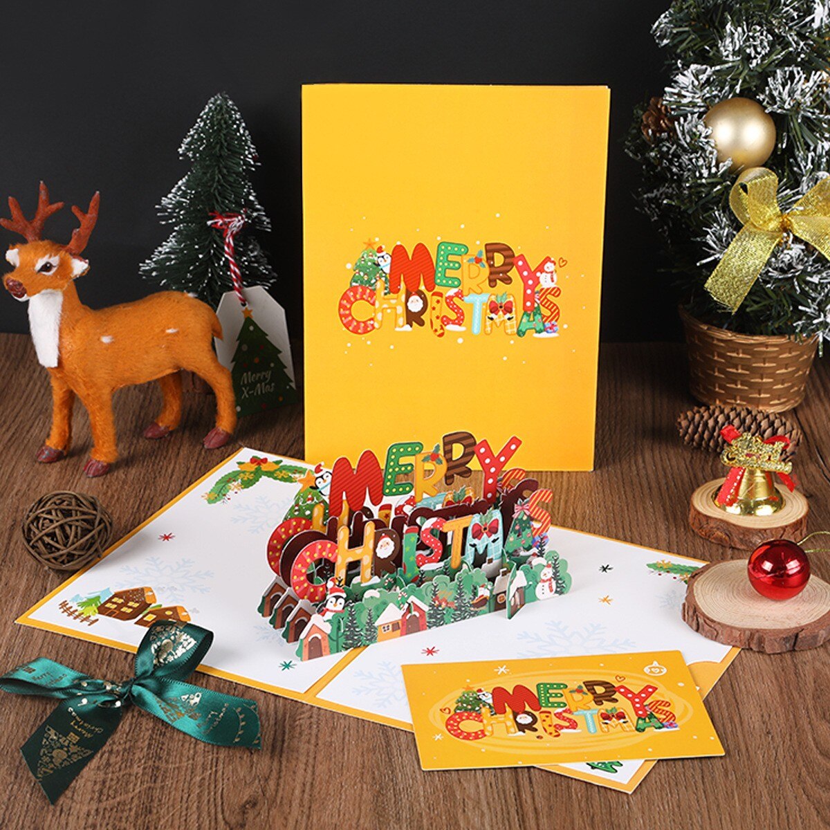 Pop-Up Christmas Tree Greeting Card – 3D Sparkling Holiday Fantasy Card for Christmas Blessings, Gift Messages, Seasonal Wishes, and Festive Surprises