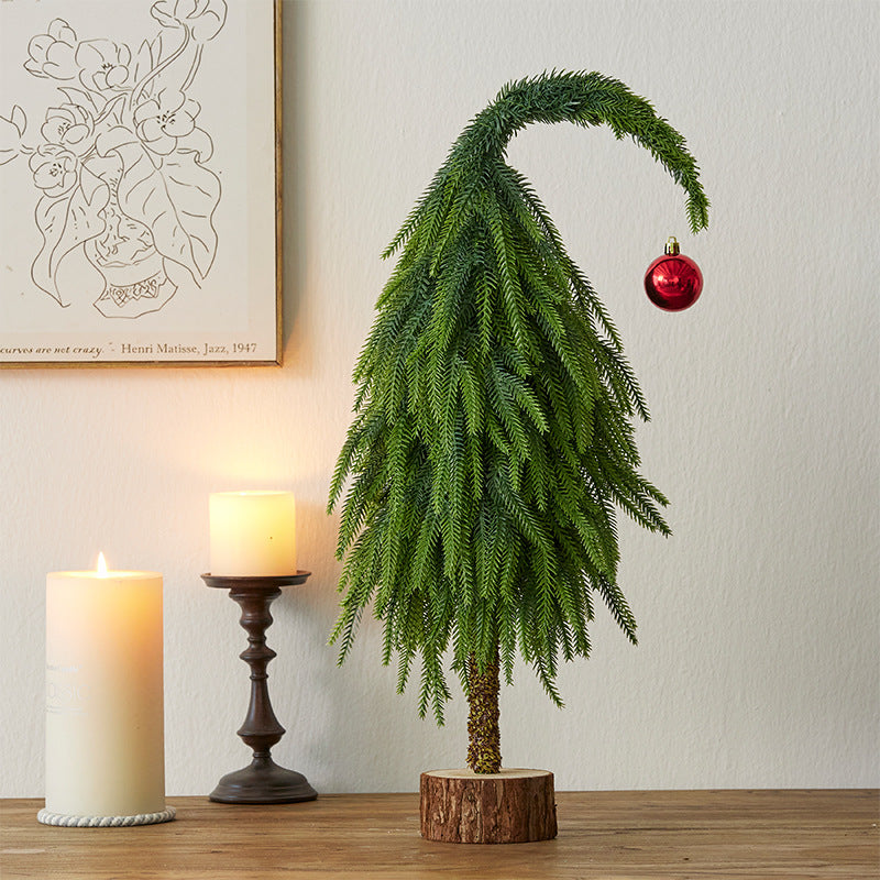 Nordic Twisted-Neck Christmas Tree – 40cm/60cm Tabletop Holiday Decoration for Home, Festive Mini Tree Ornament for Christmas & New Year Displays