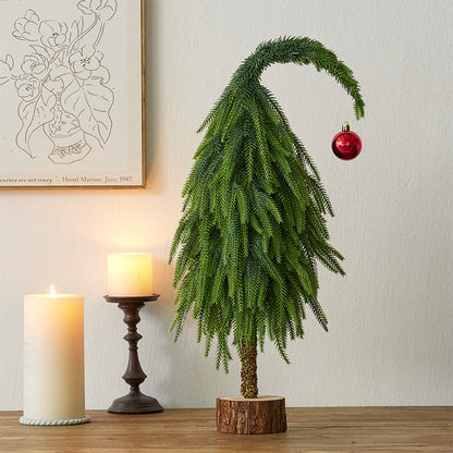 Nordic Twisted-Neck Christmas Tree – 40cm/60cm Tabletop Holiday Decoration for Home, Festive Mini Tree Ornament for Christmas & New Year Displays