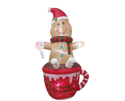LED Inflatable Christmas Decorations - Holiday Plush Bears, Dinosaurs and Cocoa Cup Designs for Gardens, Malls and Outdoor Seasonal Celebration Displays
